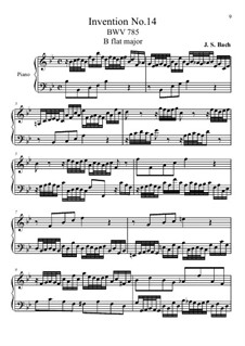 No.14 in B Flat Major, BWV 785: For piano by Johann Sebastian Bach