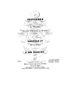 Violin Concerto No.1, Op.16: Solo part, Score for two performers by Charles Auguste de Beriot