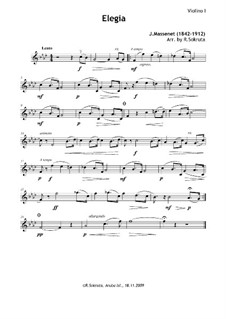 Dix pièces de genre, Op.10: No.5 Mélodie (Élégie), for string quartet – parts by Jules Massenet