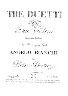 Three Duos for Two Violins, Op.7: Three Duos for Two Violins by Pietro Bertuzzi
