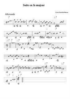 Suite in F Major: Tablature by Ernst Gottlieb Baron