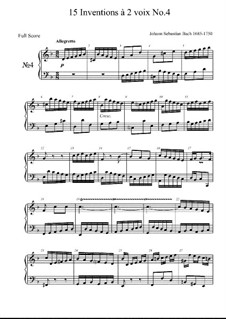 No.4 in D Minor, BWV 775: For a single performer (high quality sheet music) by Johann Sebastian Bach