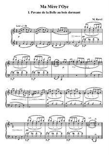 Ma mère l'oye (Mother Goose). Suite, M.60: No.1 Pavane of the Sleeping Beauty in the Wood, for piano by Maurice Ravel