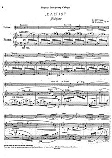 Elegy for Piano and Violin, Op.26: Elegy for Piano and Violin by Georgy Catoire