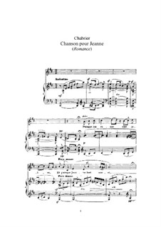 Chanson pour Jeanne: Chanson pour Jeanne by Emmanuel Chabrier