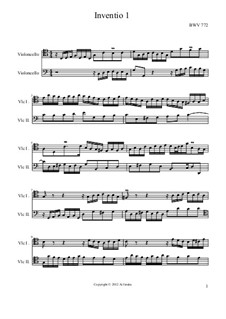 No.1 in C Major, BWV 772: For two cellos by Johann Sebastian Bach