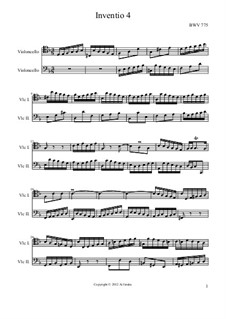 No.4 in D Minor, BWV 775: For two cellos by Johann Sebastian Bach