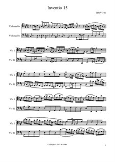 No.15 in B Minor, BWV 786: For two cellos by Johann Sebastian Bach
