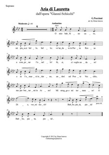 O mio babbino caro: For soprano and string quartet - parts by Giacomo Puccini