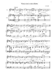 Vieni, vieni o mio diletto: For voice and piano, solo part by Antonio Vivaldi