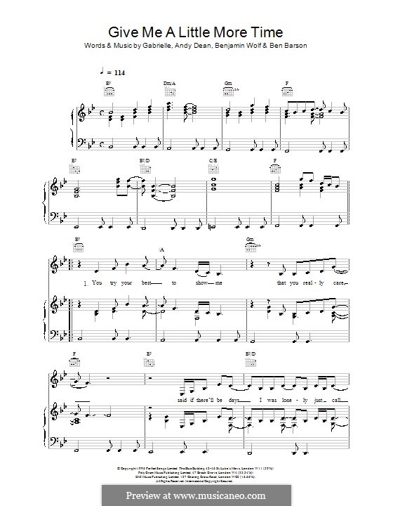 Give Me a Little More Time: For voice and piano (or guitar) by Gabrielle
