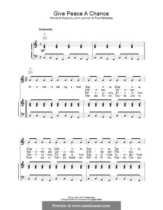 Give Peace a Chance: For voice and piano (or guitar) by John Lennon
