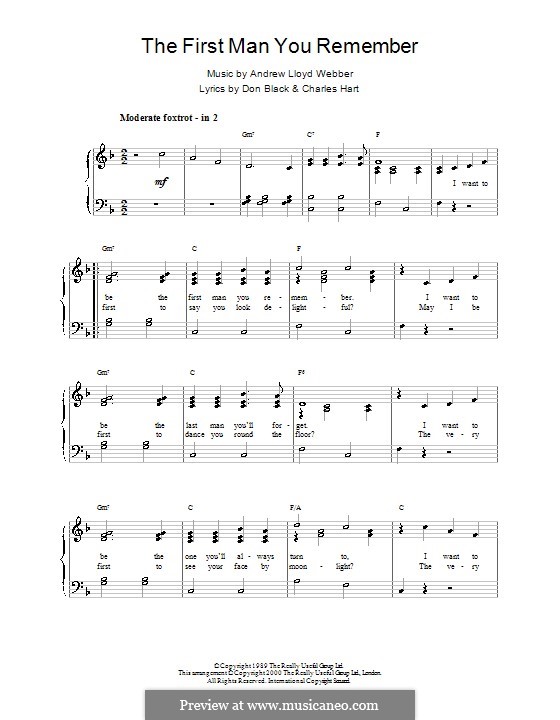 The First Man You Remember: For voice and piano (or guitar) by Andrew Lloyd Webber