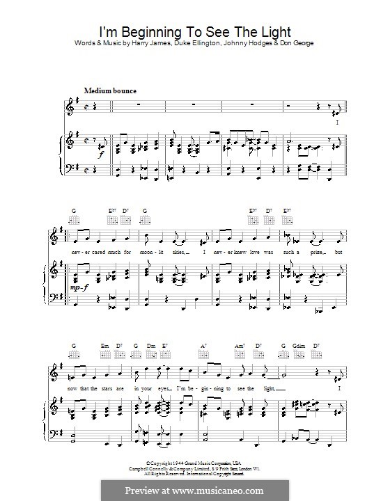 I M Beginning To See The Light By J Hodges D George D Ellington H James On Musicaneo