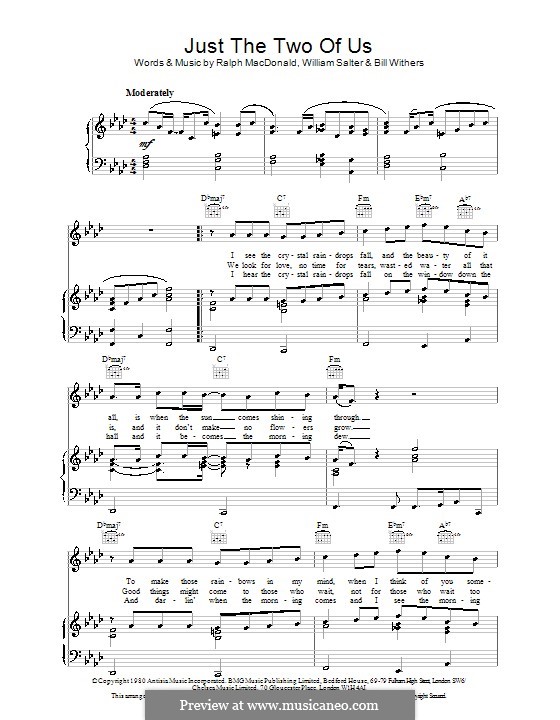 Bill Withers Just the Two of Us Sheet Music (Leadsheet) in F Minor  (transposable) - Download & Print - SKU: MN0163955