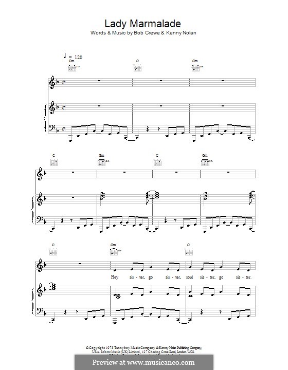 Lady Marmalade By B Crewe K Nolan Sheet Music On MusicaNeo.