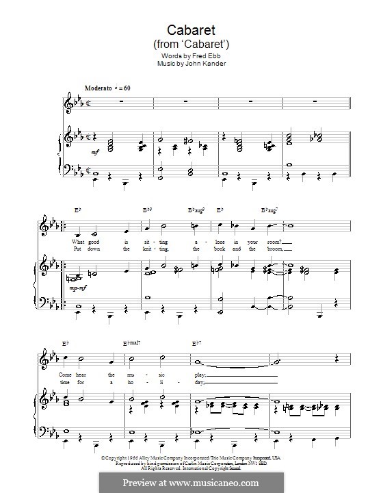 Cabaret (Liza Minnelli): For voice and piano (or guitar) by John Kander