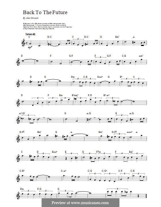 Back to the Future (Theme): Melody line, lyrics and chords by Alan Silvestri