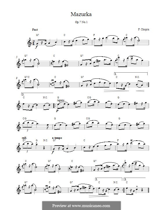 Mazurkas, Op.7: No.1 in B Flat Major by Frédéric Chopin