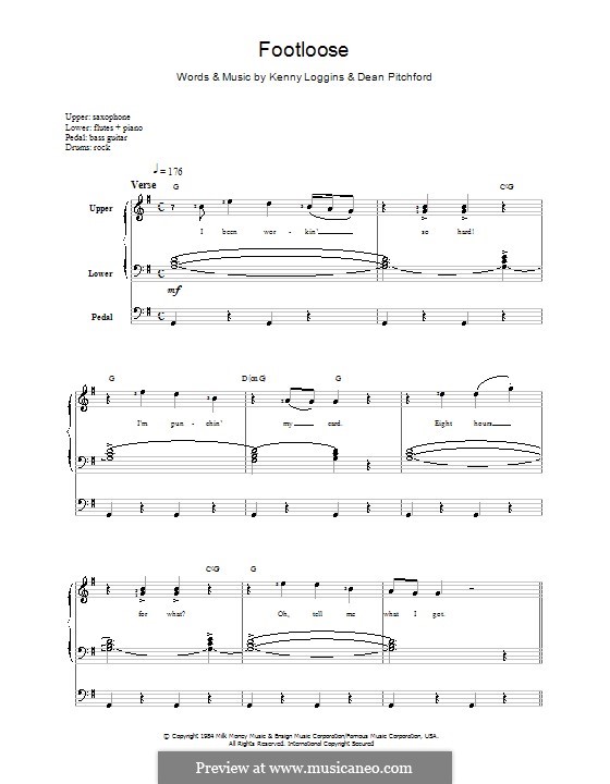Footloose by K. Loggins - sheet music on MusicaNeo