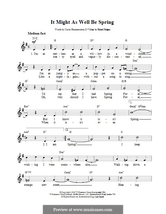 It Might as Well Be Spring by R. Rodgers sheet music on MusicaNeo