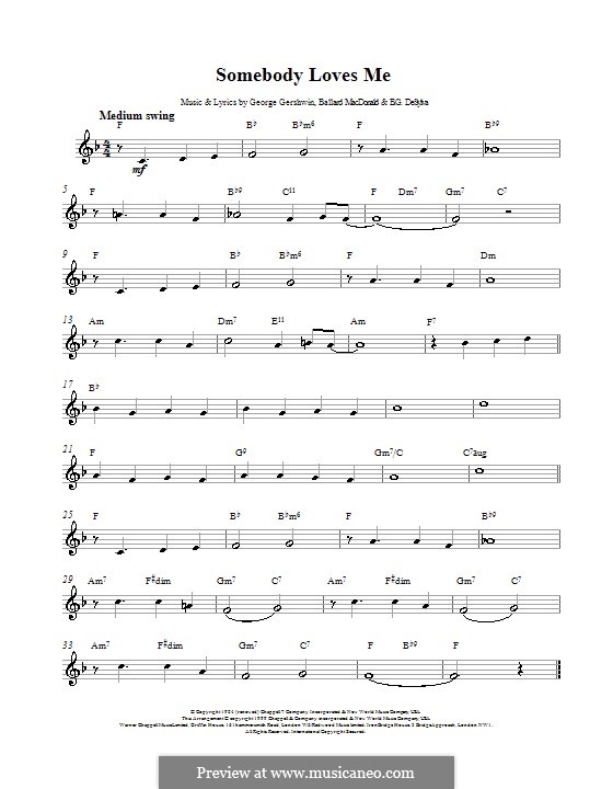 Somebody Loves Me by G. Gershwin - sheet music on MusicaNeo