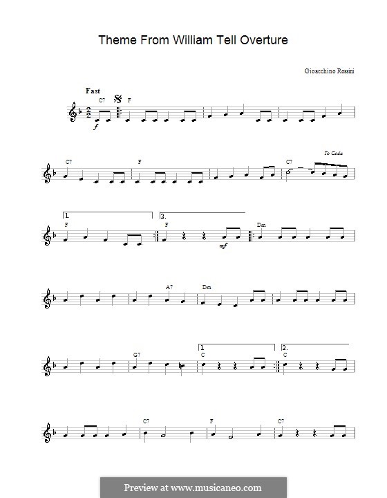 Overture (Printable Scores): Allegro vivace. Melody line and chords by Gioacchino Rossini