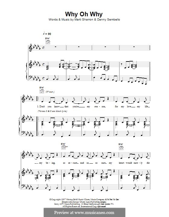 Why Oh Why by C. Dion sheet music on MusicaNeo