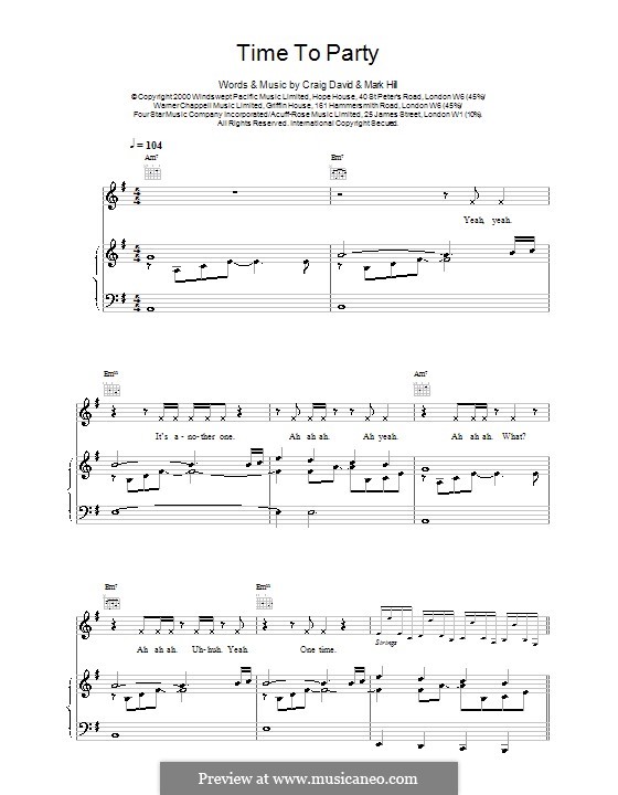 Time to Party: For voice and piano (or guitar) by Craig David