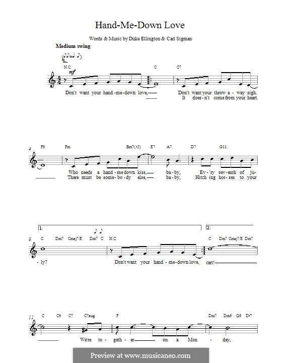 Hand Me Down: Melody line, lyrics and chords by Duke Ellington