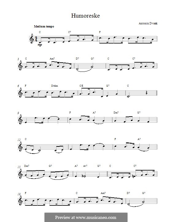 No.7 in G Flat Major (Printable scores): Melody line by Antonín Dvořák