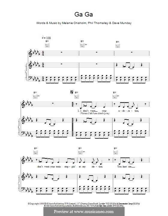 Ga Ga: For voice and piano (or guitar) by Melanie C