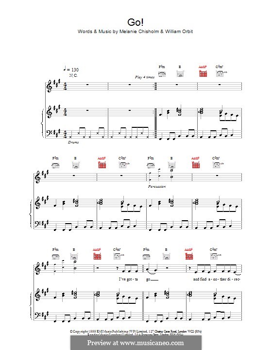 Go!: For voice and piano (or guitar) by Melanie C
