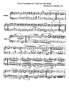 Seven Variations on English Song 'God Save the King', WoO 78: For piano by Ludwig van Beethoven