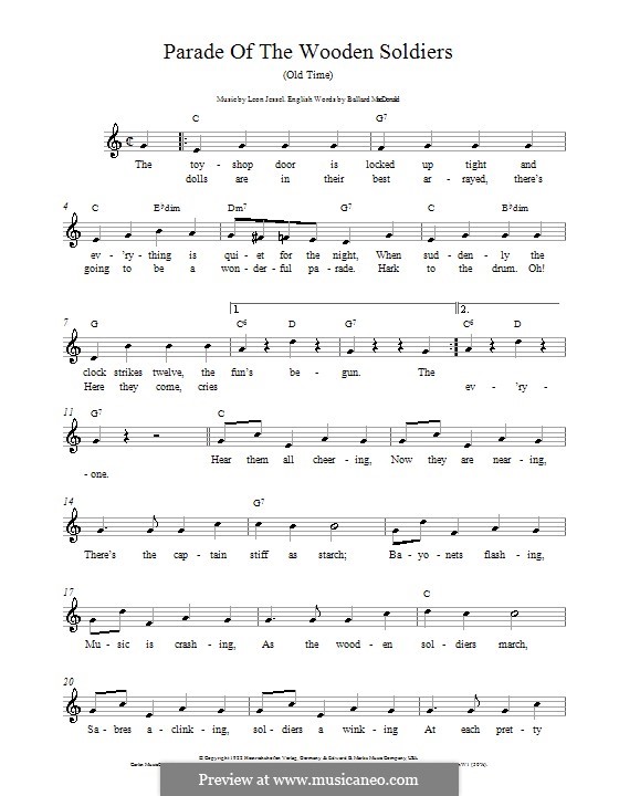 Parade of the Wooden Soldiers: Melody line, lyrics and chords by Leon Jessel