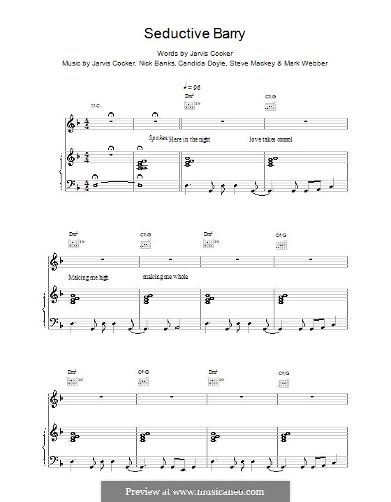 Seductive Barry (Pulp): For voice and piano (or guitar) by Jarvis Cocker
