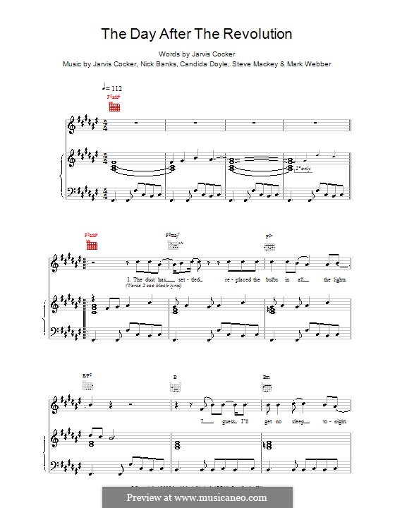 The Day After the Revolution (Pulp): For voice and piano (or guitar) by Jarvis Cocker