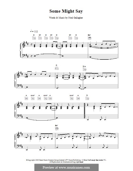 Some Might Say (Oasis): For voice and piano (or guitar) by Noel Gallagher