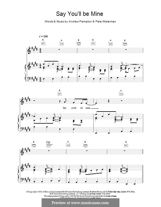 Say Youll Be Mine (Steps): For voice and piano (or guitar) by Andrew Frampton, Pete Waterman