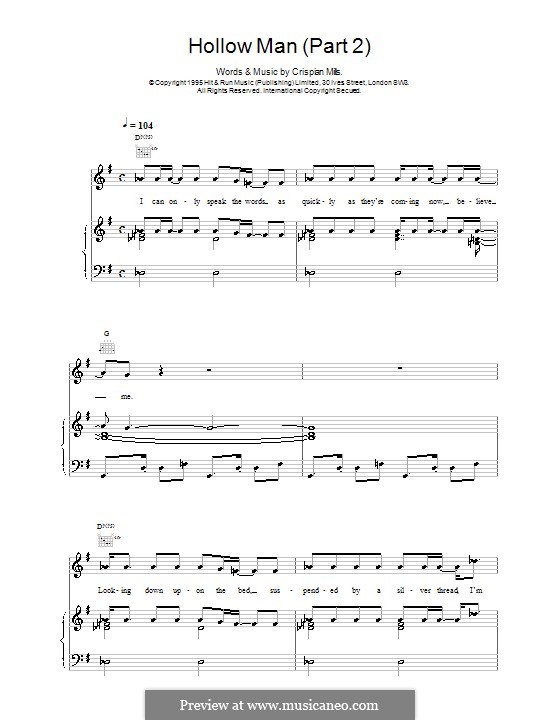 Hollow Man (Part 2): For voice and piano (or guitar) by  Kula Shaker