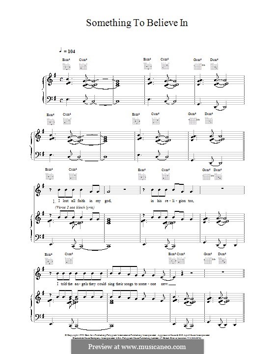 Something to Believe in (Bon Jovi): For voice and piano (or guitar) by Jon Bon Jovi