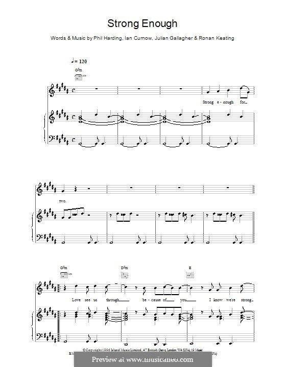 Strong Enough (Boyzone): For voice and piano (or guitar) by Julian Gallagher, Ronan Keating