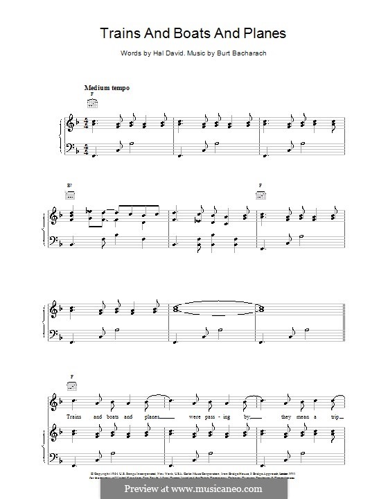 Trains and Boats and Planes by B. Bacharach sheet music on MusicaNeo