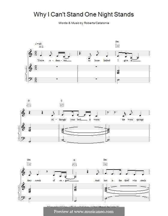 Why I Can't Stand One Night Stands by Catatonia sheet music on MusicaNeo