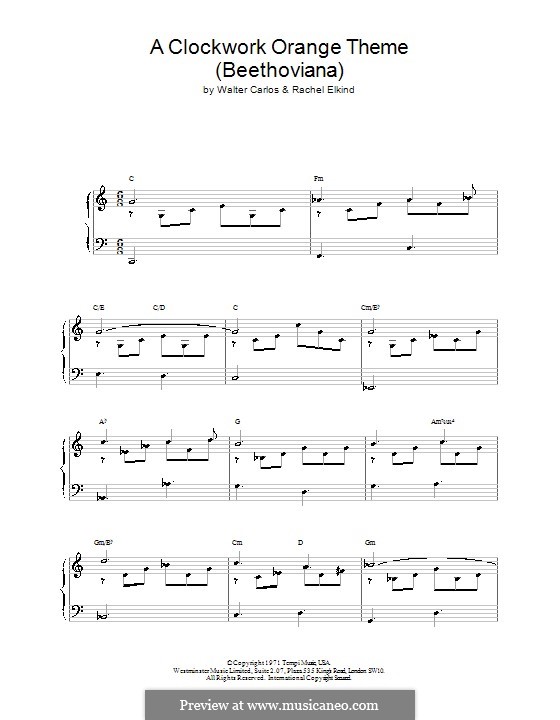 A Clockwork Orange Theme (Beethoviana): For piano by Rachel Elkind