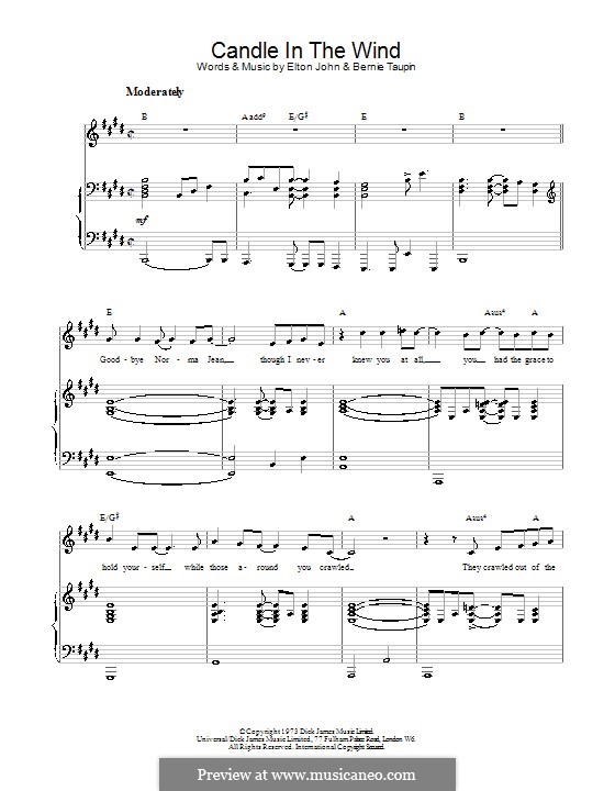 Candle in the Wind: For voice and piano (or guitar) by Elton John