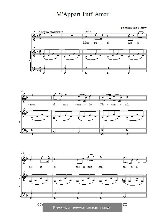 Martha, or The Market at Richmond: M'appari tutt' amor, for voice and piano by Friedrich von Flotow