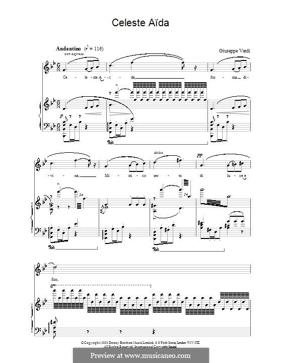 Celeste Aida: For voice and piano by Giuseppe Verdi