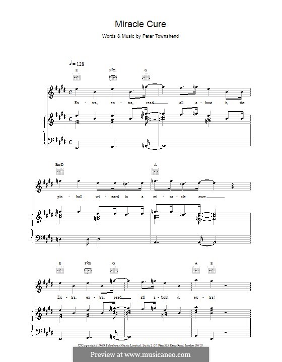 Miracle Cure (The Who): For voice and piano (or guitar) by Peter Townshend