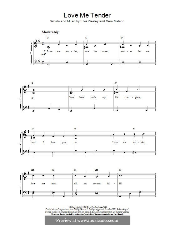 Love Me Tender By V Matson Sheet Music On Musicaneo